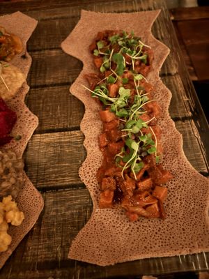 Tibs platter  at Ras Plant Based in Brooklyn
