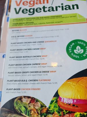 Vegan lunch menu at Silver Spoon Diner in Clarks Summit