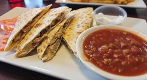 Chicken quesqdilla w/ vegan sour cream at Silver Spoon Diner in Clarks Summit