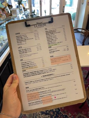 Menu  at Ma Pause in Seoul
