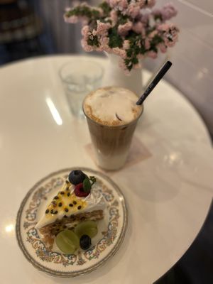 Vegan passion fruit cake and coffee  at Ma Pause in Seoul