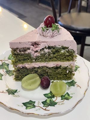 Matcha raspberry cake  at Ma Pause in Seoul