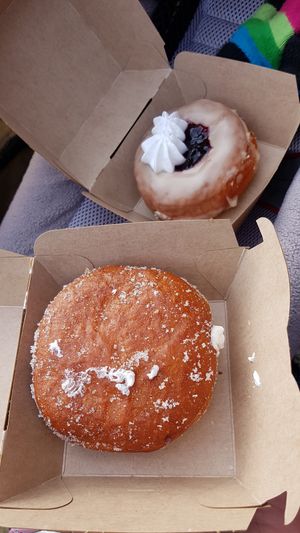 Cardamom vanilla cream donut & black cherry pancake donuts at Mystifry in Basel