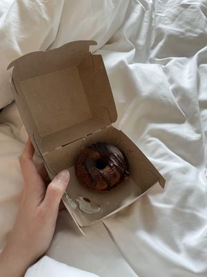 Baked cinnamon and choc donut  at Mystifry in Basel