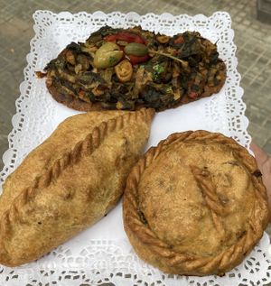 3 diffrent salty Vegan Options at Fornet de la Soca in Mallorca