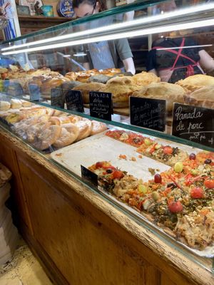 Several vegan pastry options for around 3,8-5 € each  at Fornet de la Soca in Mallorca