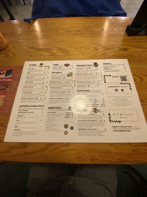Menu  at Falla - Maybe closed in Lodz