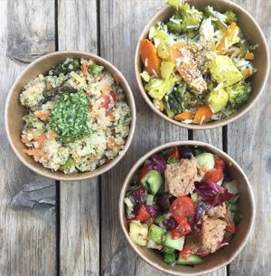 three salads at SaporiBio in Lugano