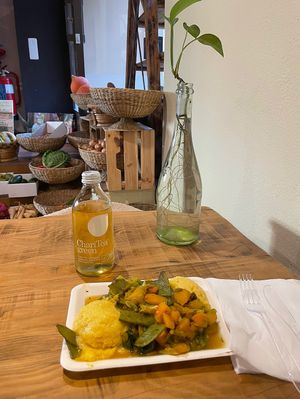 Polenta with seasonal vegetables at SaporiBio in Lugano