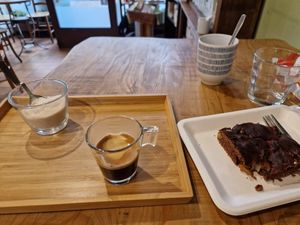 Espresso and chocolate tart at SaporiBio in Lugano