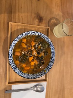 Excellent vegan stew  at SaporiBio in Lugano