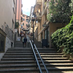 This stairwell is amazing, and this awesome little grocery store and deli is right next to a lovely little park!  at SaporiBio in Lugano