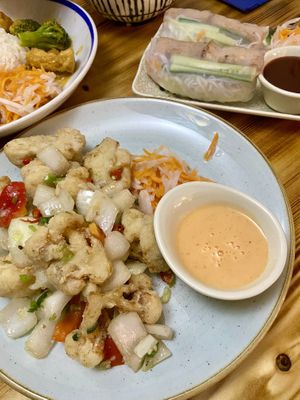 Cauliflower wings and summer rolls at Madame Pho in Belfast