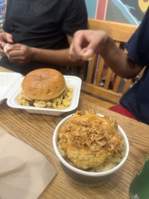 Mac n cheese and Mac burgerr  at Guerrilla Burger in Toronto