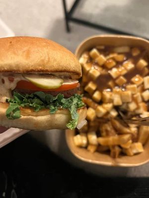 Poutine and Burger at Guerrilla Burger in Toronto