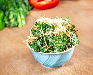 Ghostface Kale Caesar

Kale, homemade caesar dressing, plantain chips, shredded parm. at Guerrilla Burger in Toronto