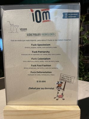 Rebel cocktails   at Iom Cocina Plant-Based in Bogota