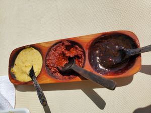 fresh, homemade salsas at Nacional Beach Club & Bungalows in Mahahual