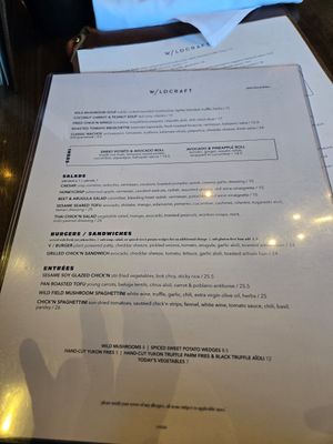 Plant-Based menu at Wildcraft in Waterloo