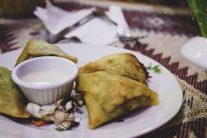 vegetable sambousek at Red Cave  in Wadi Musa