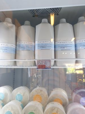 Fridge full of plant-based alternatives at Kood Kolaborasi Untuk Desa in Denpasar