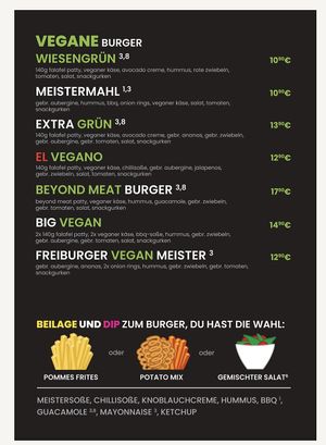 Speisekarte   at KUSHMEISTER Beef & Vegan - Klarastr in Freiburg