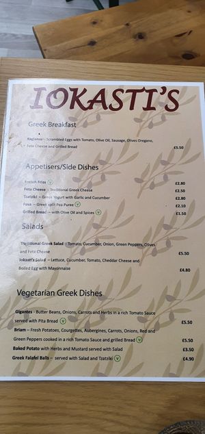 Menu at Iokasti's Greek and Mediterranean Kitchen in Swansea