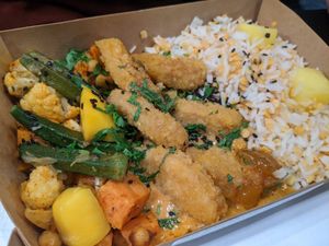 Mango curry with Nochicken nuggets at Victorine - Blvd de Kockelscheuer in Luxembourg City