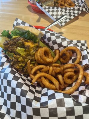 Vegan Philly cheesesteak! The bread was super tough but otherwise good!   at Food Factory in Fairbanks