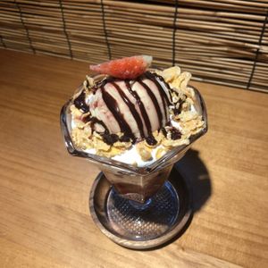 strawberry parfait at Feminism Book Cafe Doing in Seoul