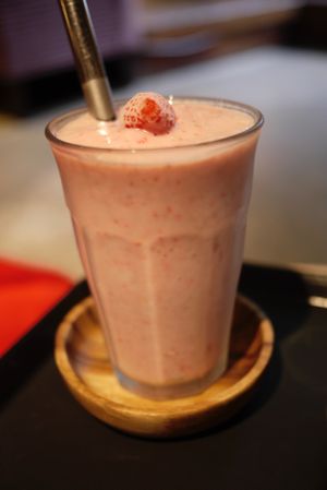 Some strawberry smoothie drink at Feminism Book Cafe Doing in Seoul