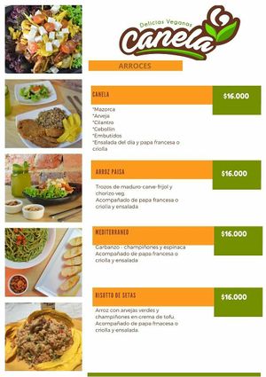 Menú Octubre 2021 at Canela Delicias Veganas in Bogota
