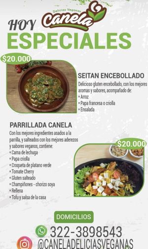 Menu at Canela Delicias Veganas in Bogota