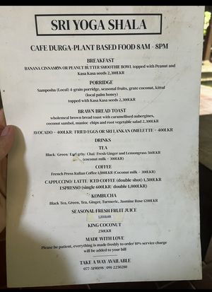 Breakfast menu not fully vegan - they offer eggs (November 2024)  at Cafe Durga in Unawatuna