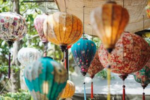 pretty lanterns decoration at Lá Veg in Hoi An