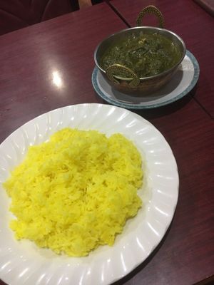 サグマッシュルム sag mushroom with rice  at Namaste Himal in Tokyo