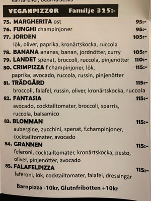 Vegan menu, March 2020. at Deli Italia Södermalm in Stockholm