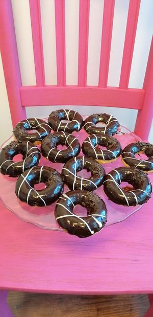 Chocolate doughnuts at Leipomo Wivi's in Turku