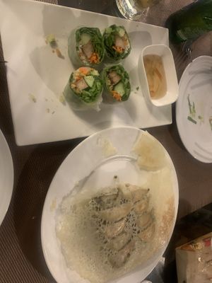 Spring rolls and dumplings   at Loving Hut in Abidjan