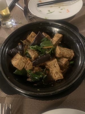 Tofu with eggplant  at Loving Hut in Abidjan