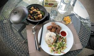 House special lunch  at Loving Hut in Abidjan