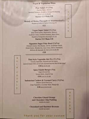 Vegetarian / vegan menu per September 2023 at Ivy Room  in Killarney