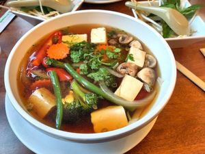 Vegan pho soup at Pho Basil in Boston