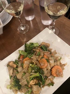 pad see ew with fried tofu made vegan (no egg, no oyster sauce)  at Pho Basil in Boston