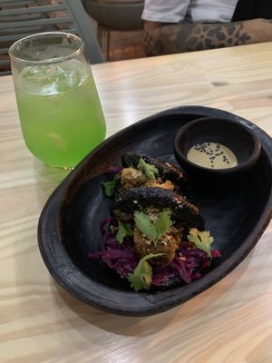 Bao de berenjena tempura  at INA Restaurante in Medellin