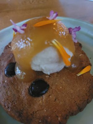 delicious dessert with Guanábana ice cream❤ at INA Restaurante in Medellin