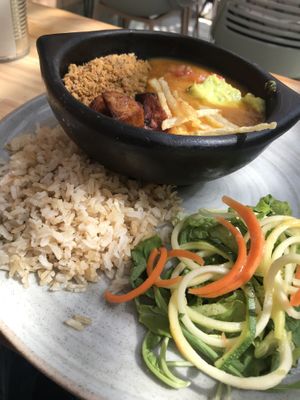 The plate of the day. Rice was a bit hard but full of taste    at INA Restaurante in Medellin