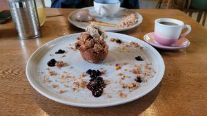 Terracake y Paisacotta al fondo at INA Restaurante in Medellin