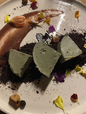 The ‘cheesecake’ - best part we’re the Oreo crumbs   at INA Restaurante in Medellin