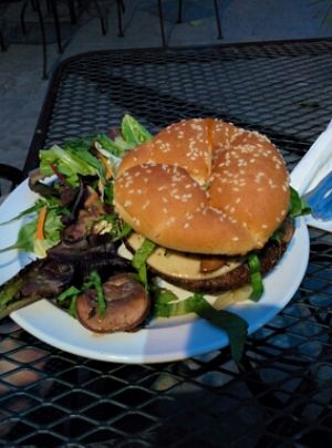 mushroom & swiss 'cheese' burger at Garden to Grill in Sacramento
